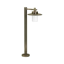 Gulvlampe Landstil Hatform flad Type nr. 4152, IP44, 88.5cm, E27 QA55 maks. 57W, Støbt alu / Opalglas, brun-messing