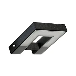 LED Outdoor Wall luminaire Type No. 0219, IP54, 16W 3000K 1600lm, swiveling 120°, cast alu / satin glass, black matt