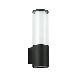 Udendørs Væglampe Type nr. 0321, IP44, E27 maks. 20W, med lavere lys GU10 PAR16 maks. 50W, rustfrit stål, sort matt