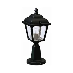 Pedestal luminaire Country style double dome square, Type No. 0536, 44cm, IP44, E27, cast alu / glass clear, black matt