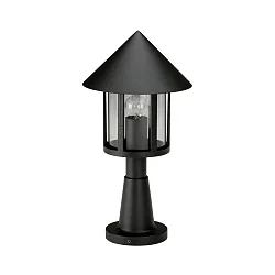 Sokkellampe Landstil Kegeltag moderne Type nr. 0539, højde 48cm, IP44, E27 QA55 maks. 57W, Støbt aluminium / klar, sort matt
