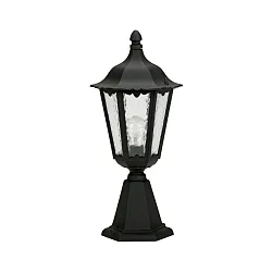 Sokkellampe Landstil Type nr. 0541, IP23, højde 53cm, E27 QA55 maks.57W, Støbt aluminium / Katedralglas, sort