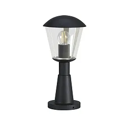 Pedestal luminaire Type No. 0554, IP54 IK08, 40.5cm, E27 QA55 max. 57W, aluminum, plastic clear, impact resistant, black matt
