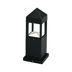 Udendørs Sokkellampe Type nr. 0599, IP44, 37cm, 12W 3000K 1200lm, direkt / indirekt, dæmpbar, Støbt alu / klar, sort matt