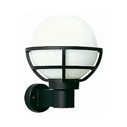 Udendørs Væglampe Type nr. 0612 med Kugle skærm Ø 23cm, IP44, E27 QA55 maks. 57W, Støbt aluminium / Opalglas, sort matt