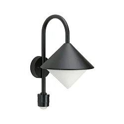 Udendørs Væglampe Type nr. 0645, bevægelsesdetektor (Type nr. 0646), IP44, E27 QA55 maks. 57W, Støbt alu / glas, sort matt