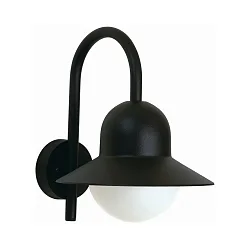 Udendørs Væglampe Type nr. 0662, med Bue beslag, IP44, E27 QA55 maks. 57W, Støbt aluminium / Opalglas, sort