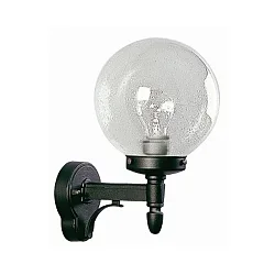Udendørs Væglampe Type nr. 0698, Kugle-Ø 20cm, E27, Støbt aluminium / Bobleglas klar, sort matt