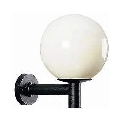 Udendørs Væglampe Type nr. 0800 med hvider Kugle Ø 35cm, IP44, E27 A60 maks. 100W, Støbt aluminium / plast, sort matt