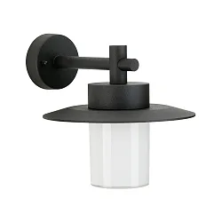 Outdoor Wall luminaire Country style Hat shape flat Type No. 1852, IP44, E27 QA55 max. 57W, cast alu / opal glass, black matt
