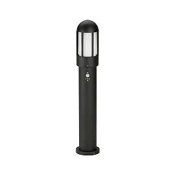 Pullertlampe Type nr. 2015 med bevægelsesdetektor (Type 2002), IP44, højde 83.5cm, E27 QA55, Støbt alu / glas, sort matt