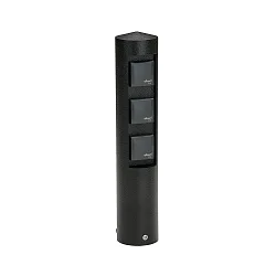 Udendørs Sokkelkolonne Type nr. 2102, 3-vejs, IP44, uden Skiftefunktion, Støbt aluminium, sort matt