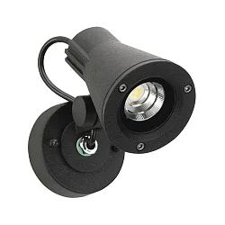 LED Udendørs Vægspot Type nr. 2353, IP54, 230V AC/DC, 8W 3000K 800lm 30°, drejelig og svingbar, kabel, sort matt