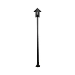 Mastlampe Landstil Kegeltag moderne 1-flamme Type nr. 4127, højde 183cm, IP44, E27 QA55, Støbt aluminium / Akryl klar, sort