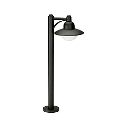 Gulvlampe Landstil Hatform rund Type nr. 4150, IP44, højde 90cm, E27 QA55 maks. 57W, Støbt aluminium / Opalglas, sort matt