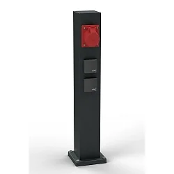 Udendørs Energikolonne leer Type nr. 4407, IP54, maks. 5 valgfri indsatser, uden belysning, uden Skiftefunktion, sort