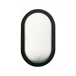 Outdoor Wall and Ceiling luminaire Type No. 6037, oval, IP44, E27 QA55 max. 57W, cast alu / opal glass, black matt