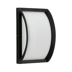 Outdoor LED Wall and Ceiling luminaire Type No. 6389, curved, 18.5 x 28.5cm, IP44, 10W 3000K 900lm, cast alu, dimmable, black