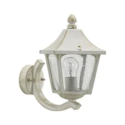 Outdoor Wall luminaire Country style square Type No. 1820, standing with wall bracket, IP44, E27, cast alu glass, white-gold