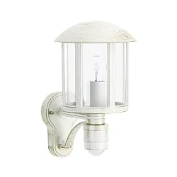 Udendørs Væglampe Landstil Vintage Type nr. 1834 med bevægelsesdetektor (Type nr. 1836), E27, Støbt alu / klar, hvid-guld