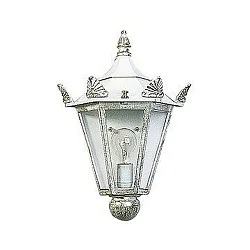 Outdoor Wall luminaire Country style Type No. 3228, half shape, direct mounting, IP23, E27 QA55, cast alu, glass, white-gold