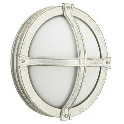 Udendørs Væg- og Loftlampe Type nr. 6230, rund, Ø 28cm, IP44, E27 QA55 maks. 57W, Støbt aluminium / Akrylglas opal