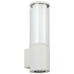 Udendørs Væglampe Type nr. 0321, IP44, E27 maks. 20W, med lavere lys GU10 PAR16 maks. 50W, rustfrit stål, hvid