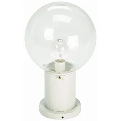 Pedestal luminaire Type No. 0503 with glass ball Ø 25cm, E27, white / clear glass