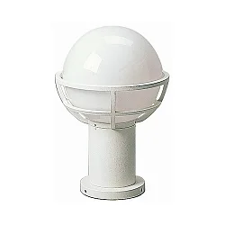 Sokkellampe Type nr. 0520, med Kugle skærm Ø 23cm, IP44, højde 40cm, E27 QA55 maks. 57W, Støbt aluminium / Opalglas, hvid