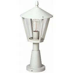 Sokkellampe Landstil moderne Type nr. 0529, IP44, højde 56.5cm, E27 QA55 maks. 57W, Støbt aluminium / Akrylglas klar, hvid