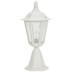 Sokkellampe Landstil Type nr. 0541, IP23, højde 53cm, E27 QA55 maks.57W, Støbt aluminium / Katedralglas, hvid