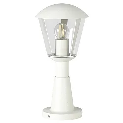 Pedestal luminaire Type No. 0554, IP54 IK08, 40.5cm, E27 QA55 max. 57W, aluminum / plastic clear, impact resistant, white