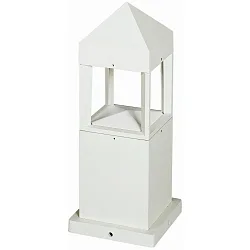 Udendørs Sokkellampe Type nr. 0599, IP44, højde 37cm, 12W 3000K 1200lm, Direkt / Indirekt, dæmpbar, Støbt alu / klar, hvid