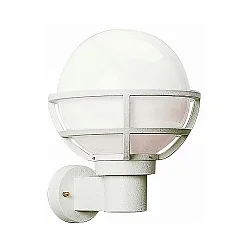 Udendørs Væglampe Type nr. 0612 med Kugle skærm Ø 23cm, IP44, E27 QA55 maks. 57W, Støbt aluminium / Opalglas, hvid