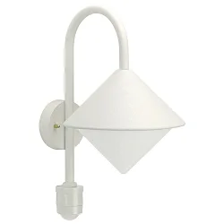 Udendørs Væglampe Type nr. 0645 med bevægelsesdetektor (Type nr. 0646), IP44, E27 QA55 maks. 57W, Støbt alu / Opalglas, hvid