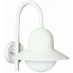Udendørs Væglampe Type nr. 0662, med Bue beslag, IP44, E27 QA55 maks. 57W, Støbt aluminium / Opalglas, hvid
