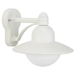 Udendørs Væglampe Landstil Hatform rund Type nr. 1850, IP44, E27 QA55 maks. 57W, Støbt aluminium / Opalglas, hvid matt