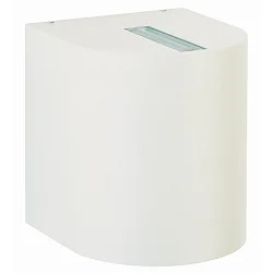 LED Udendørs Vægspot Type nr. 2401 - 2-sidet, tæt/bred, rund, IP44, 230V AC/DC, 2x 6.7W 3000K 600lm, linse + glas, hvid