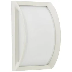 Udendørs Væg- og Loftlampe Type nr. 6289, buet, 18.5 x 28.5cm, IP44, E27 QA55 maks. 57W, Støbt aluminium / Opalglas, hvid