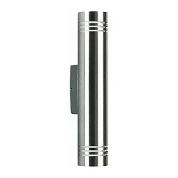 Udendørs Væglampe Type nr. 0208, IP44, 2-flammer direkt, 2x G9 QT14 maks. 40W, rustfrit stål / Borosilikatglas satiné