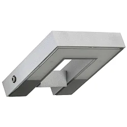 LED Outdoor Wall luminaire Type No. 0219, IP54, 16W 3000K 1600lm, swiveling 120°, cast alu / satined glass, silver matt