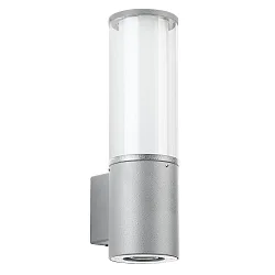 Udendørs Væglampe Type nr. 0321, IP44, E27 maks. 20W, med lavere lys GU10 PAR16 maks. 50W, rustfrit stål, sølv matt