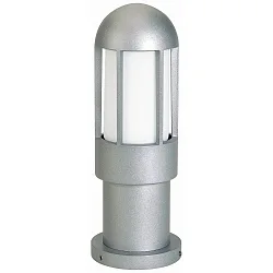 Sokkellampe Type nr. 0521, IP44, højde 40.5cm, E27 QA55 maks. 57W, Støbt aluminium / Opalglas, sølv matt