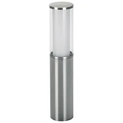 Sokkellampe Type nr. 0546, IP44, højde 50cm, E27 maks. 20W (LED), rustfrit stål / Akrylglas + Opalglas inde