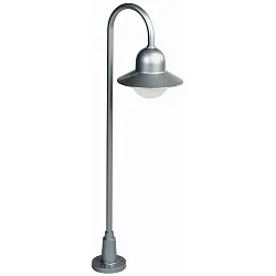 Gulvlampe Type nr. 2005, højde120cm, IP44, E27 QA55 maks. 75W, Støbt aluminium / Opalglas, sølv matt