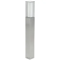 Pullertlampe Type nr. 2035, firkantet, IP44, højde 90cm, E27 maks. 20W (LED), rustfrit stål matt / Opalglas