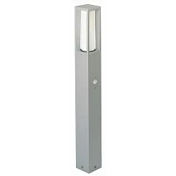 Pullertlampe Type nr. 2066 med bevægelsesdetektor 90°, IP44, 90cm, E27 maks. 20W (LED), Støbt alu / Opalglas, sølv matt