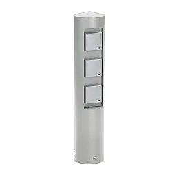 Udendørs Sokkelkolonne Type nr. 2102, 3-vejs, IP44, uden Skiftefunktion, Støbt aluminium, rustfrit stål matt