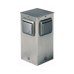 Udendørs Sokkelkolonne Type nr. 2119, 4-vejs alle sider, IP44, højde 25.5cm, uden Skiftefunktion, rustfrit stål