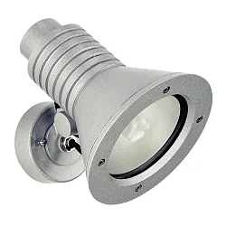 Outdoor Wall spot Type No. 2182, IP54, E27 QA55 max. 15W, rotatable and swiveling, cast alu / safety glass, silver matt